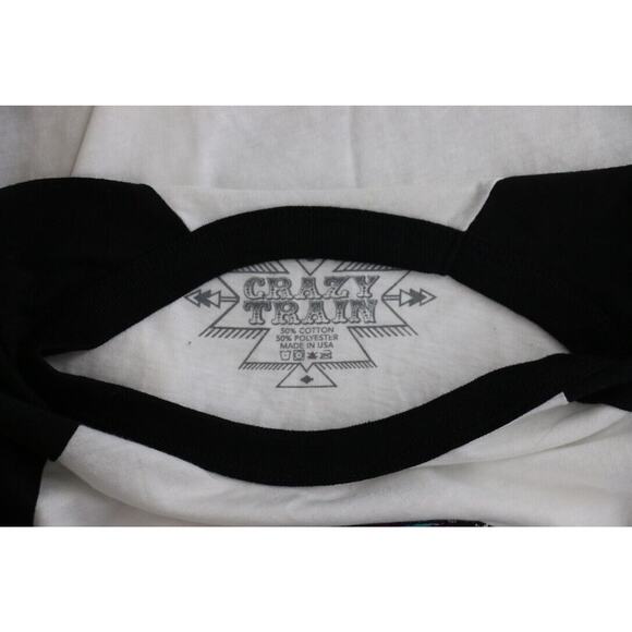 Crazy Train Womens Size Small 3/4 Sleeve Crew Neck Shirt Football White Neon - Picture 6 of 6